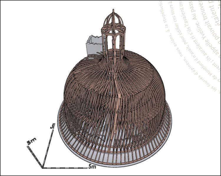 Château de Valençay [Valençay - 36228] : Maquette numérique 3D de la charpente en dôme de la tour nord-ouest